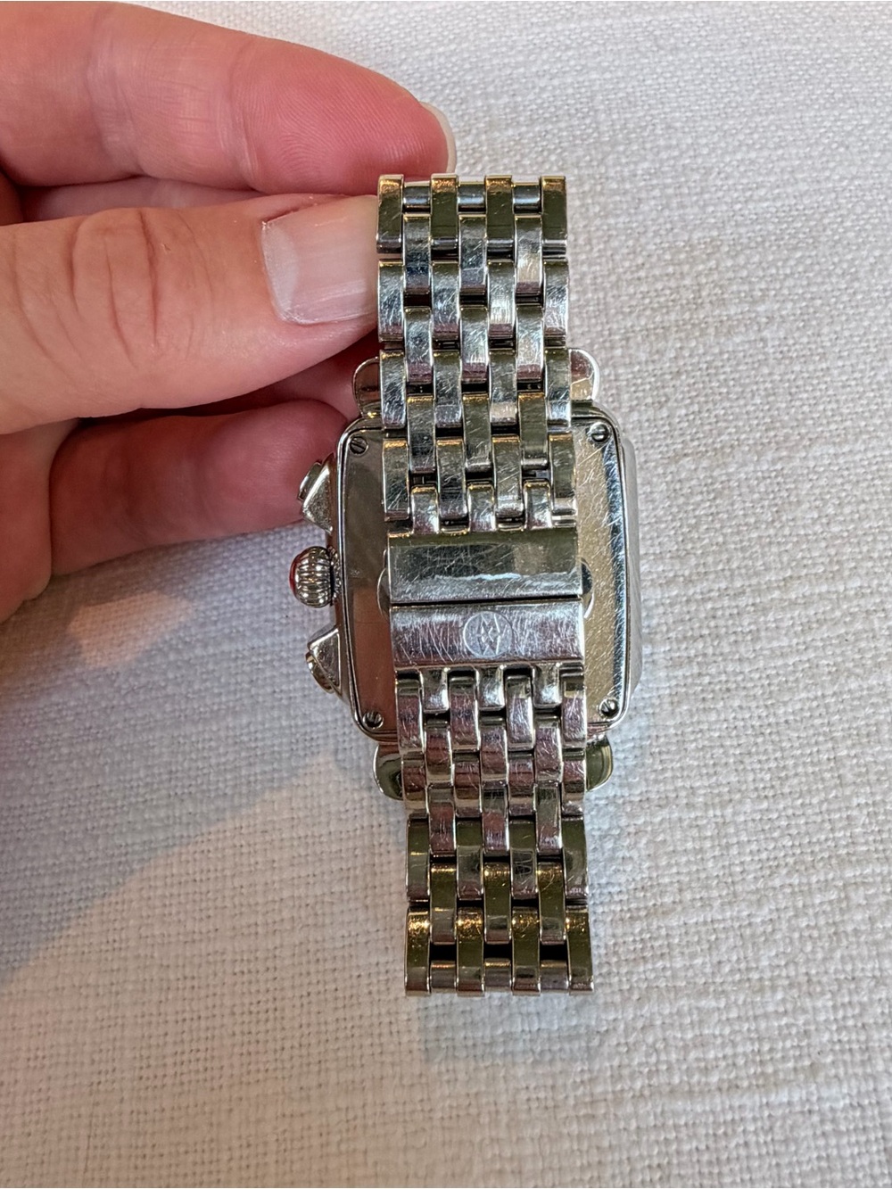 Michele Deco Silver Stainless Steel Diamond-Set Chronograph Bracelet Watch - Picture 4 of 7